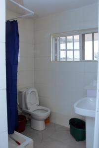 a bathroom with a toilet and a sink at 3 bedroom apartment (fully furnished), Festac in Festac Town