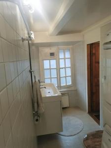 Rougemont的住宿－Nouveau à Rougemont: Appartement dans Chalet 1830，一间带水槽和窗户的浴室