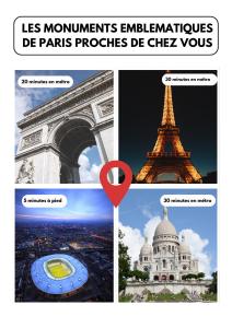 a collage of pictures of the eiffel tower at Appartement Porte de Paris / Stade de France in Saint-Denis