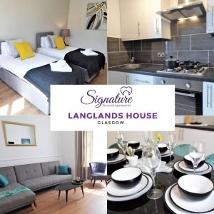 un collage de photos d'un salon et d'une cuisine dans l'établissement Signature - Langlands House, à Glasgow