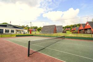 a tennis court with a net on top of it at SEA VIEWS at Coastal chalet in Kingsdown Park with pool & tennis court onsite in Kingsdown