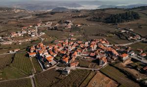 an aerial view of a village with red roofs at Casal da Viúva in Armamar
