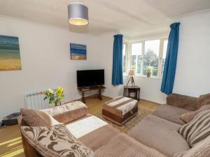 a living room with two couches and a tv at Flat 2, Clifton Gardens in Southampton