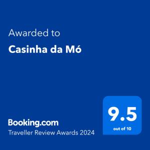 a blue text box with the words awarded to castina da ma at Casinha da Mó in Vieira do Minho