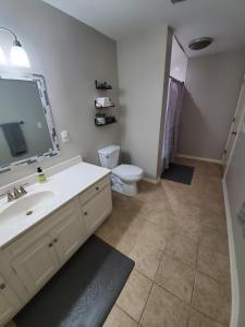 a bathroom with a white sink and a toilet at Andrea Abode in Lexington