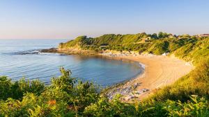 een uitzicht op een strand met de oceaan bij Lodge Terre de Glisse in Saint-Jean-de-Luz