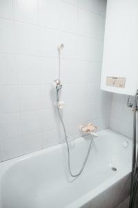 a shower with a hose attached to a bathtub at Vienna Stadthalle Apartment 19 in Vienna