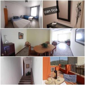 a collage of photos of a living room and a room at can tica in Bocairent
