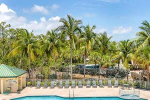 un complejo con piscina y palmeras en The St Martin by Brightwild-Hot Tub & Pool, en Key West