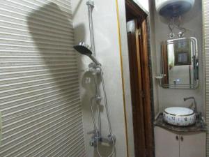 a shower in a bathroom with a sink at The guest house in Alexandria