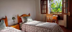 a bedroom with two beds and a window at Casa Rural Tía Rita La Gomera in Vallehermoso