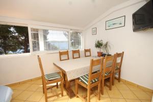 Un comedor con mesa y sillas en Apartments by the sea Zavala, Hvar - 8809, en Jelsa