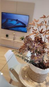 um vaso com uma planta numa sala de estar em Altos del Centro Chivilcoy em Chivilcoy