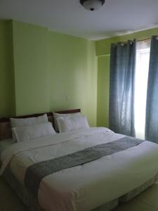 Un dormitorio con una cama grande y una ventana en Kay homes, en Nairobi