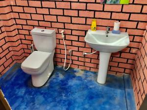 een badkamer met een toilet en een wastafel bij Yapahuwa Oasis in Maho