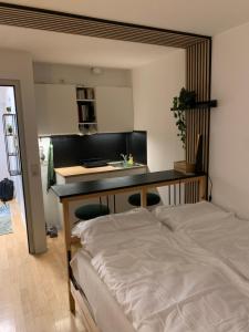 Posteľ alebo postele v izbe v ubytovaní Zentrale Wohnung an der Gondel & Naturblick