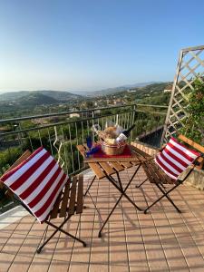 2 chaises et une table sur un balcon dans l'établissement Il Mare in Mansarda, à Agropoli