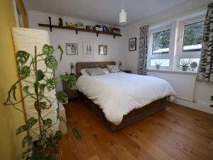 a bedroom with a bed and a potted plant at Pass the Keys Charming 2 bed apartment in London