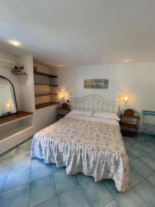 1 dormitorio con 1 cama grande y TV en Lunaponzese-Ponza centro, en Ponza
