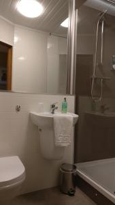 a bathroom with a sink and a toilet and a tub at The Mansion in Whitehaven