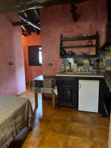 a kitchen with a sink and a table in a room at Apartamentos en Alfacar in Alfacar