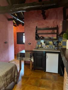 a kitchen with a sink and a table in a room at Apartamentos en Alfacar in Alfacar
