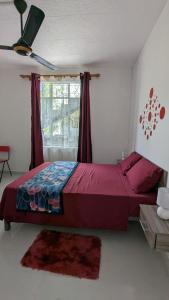 - une chambre avec un grand lit et une fenêtre dans l'établissement An&Sy Family House, à Surinam