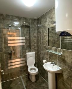 a bathroom with a toilet and a sink at Apartmani Jaz 24 in Budva