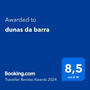 Certifikát, ocenenie alebo iný dokument vystavený v ubytovaní dunas da barra