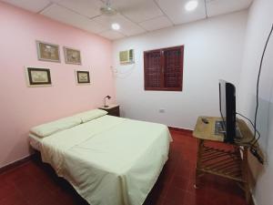 a bedroom with a bed and a television on a table at Casa familiar in Corrientes