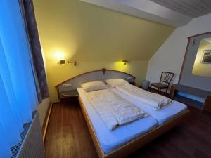 1 dormitorio con 1 cama grande en una habitación en Landgasthaus waldhorn, en Forbach
