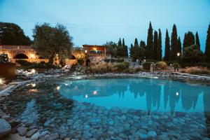 a large pool of water with rocks in a yard at Agriturismo Pratello in Padenghe sul Garda