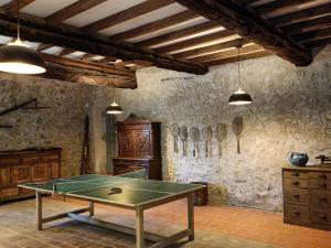 um quarto com uma mesa de pingue-pongue em Le Moulin de La Grave - Lagrasse em Lagrasse