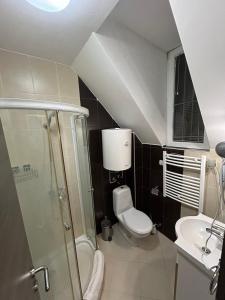 a small bathroom with a toilet and a sink at Ema A2 Kraljevi Čardaci in Kopaonik