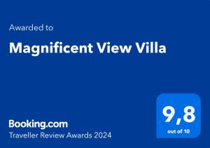 Sijil, anugerah, tanda atau dokumen lain yang dipamerkan di Magnificent View Villa