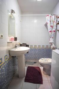 uma casa de banho com um lavatório e um WC em Elvira 81 em Granada