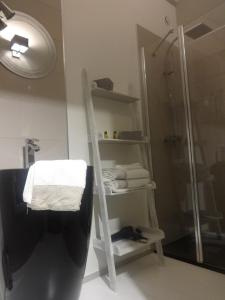 a bathroom with a ladder with towels and a shower at Un Parfum de Campagne in Méaulte +54 photos