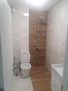 a bathroom with a toilet and a sink at Димоти Апартхотел in Sofia