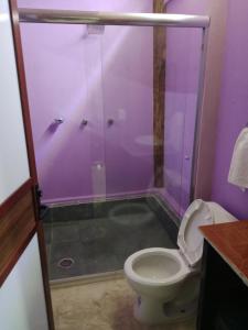Las escondidas في Pueblo Nuevo: حمام أرجواني مع مرحاض ودش