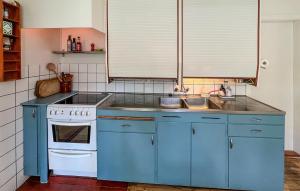 una cucina blu con lavandino e piano cottura di 6 Bedroom Gorgeous Home In Älmhult ad Älmhult