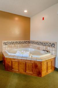 una grande vasca da bagno in una camera con di Park Tower Inn a Pigeon Forge