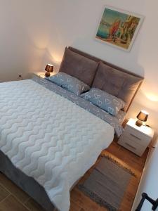 een slaapkamer met een groot bed in een kamer bij Apartman ELIT in Veliko Gradište