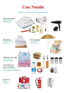ulotka na wypadek naturita z ręcznikami i produktami w obiekcie Case Natalia w mieście Costa Rei