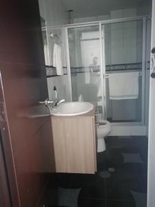 y baño con lavabo y aseo. en Moderno apartamento para huespedes en Ipiales