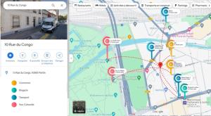 an image of a google map with a car on the road at Agréable 2 pièces à Pantin in Pantin