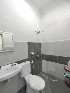 a bathroom with a white toilet and a sink at Indah Damai Homestay in Kepala Batas