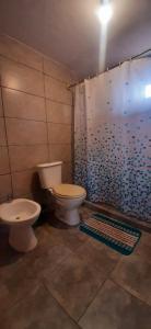 une salle de bain avec toilettes et douche dans l'établissement Falsas Escuadras, à Rincón de los Oliveras