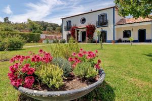 een tuin voor een huis met bloemen bij Quinta Azul in Moncarapacho
