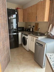 eine Küche mit Waschmaschine, Spüle und Geschirrspüler in der Unterkunft Acogedor apartamento en Málaga in Málaga