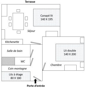 een blokschema van een gebouw met verschillende diagrammen bij Appartement rénové T2, vue montagne in Samoëns